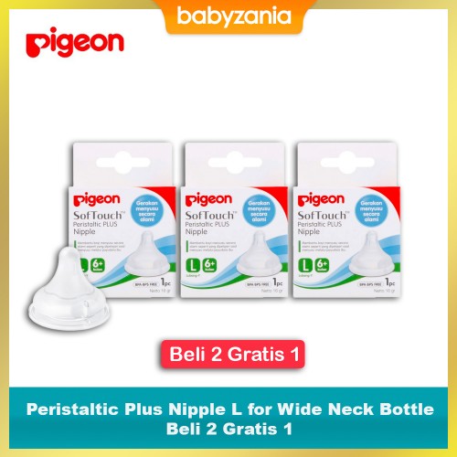 Pigeon Peristaltic Plus Nipple L for Wide Neck Bottle - Beli 2 Free 1