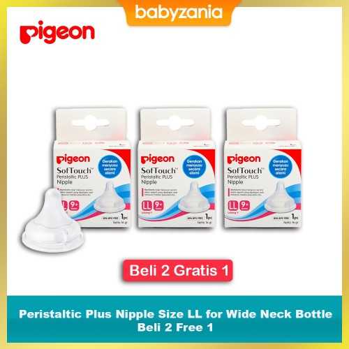 Pigeon Peristaltic Plus Nipple Size LL for Wide Neck Bottle - Beli 2 Free 1