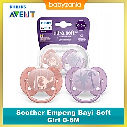 Philips Avent Soother Empeng Bayi Soft 0-6M Girl...