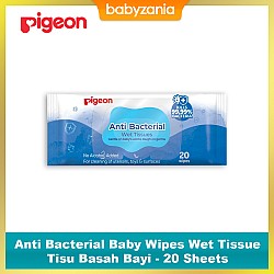 Pigeon Anti Bacterial Baby Wipes Wet Tissue Tisu Bayi - 20 Sheets
