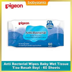 Pigeon Anti Bacterial Wipes Baby Wet Tissue Tisu Bayi - 60 Sheets