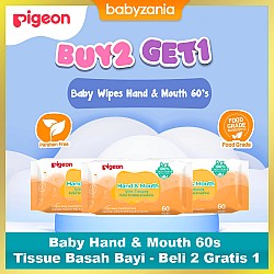 Pigeon Baby Hand & Mouth Wipes Tissue Basah Bayi 60s - Beli 2 Gratis 1