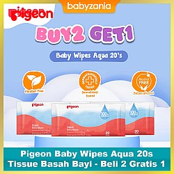 Pigeon Baby Wipes Aqua Tissue Basah Bayi 20 Sheet - Buy 2 Get 1