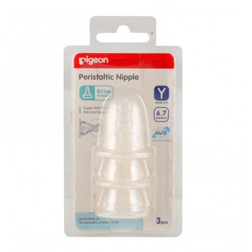 Pigeon Peristaltic Slim Neck Nipple Y with Blister - 3 Pcs