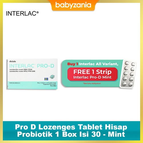 Interlac Pro D Tablet Hisap Mint - 3 blister @10 Tablet