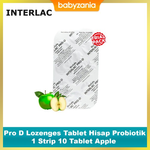 Interlac Pro D Lozenges Tablet Hisap Probiotik 1 Strip 10 Tablet Apple