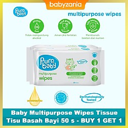 Pure Baby Multipurpose Wipes Tisu Basah Bayi 50s - BUY 1 GET 1