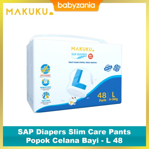 Makuku SAP Diapers Slim Care Pants Popok Celana Bayi - L 48