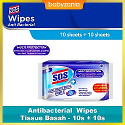 SOS Antibacterial  Wipes Tissue Basah 10+10s