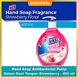 SOS Hand Wash Sabun Cuci Tangan Anti Bacterial Pump 400 ml Strawberry