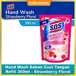 SOS Hand Wash Sabun Cuci Tangan Anti Bacterial Refill 300ml - Strawberry Floral