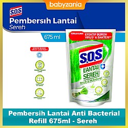 SOS Pembersih Lantai Anti Bacterial Refill 675ml - Sereh 
