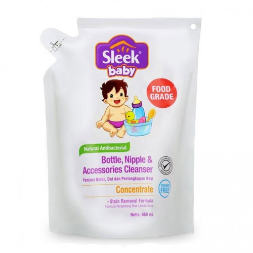 Sleek Bottle Nipple and Baby Accessories Cleanser Concentrate Refill 450ml - EKSTRA 20% (450ml + 90ml)