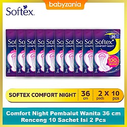 Softex Comfort Night Pembalut Wanita 36 cm Renceng 10 Sachet Isi 2 Pcs