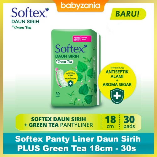 Softex Panty Liner Daun Sirih PLUS Green Tea 18 cm - 30s