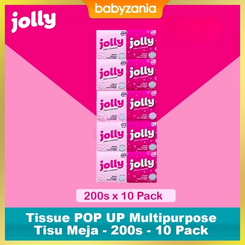 Jolly Tissue POP UP Multipurpose Tisu Meja - 200 s - 10 Pack