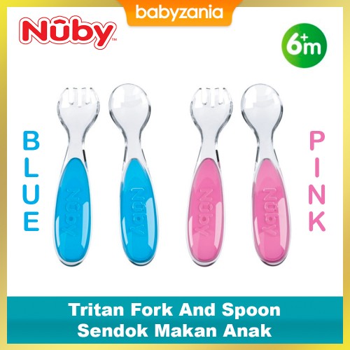 Nuby Tritan Fork N Spoon - Blue