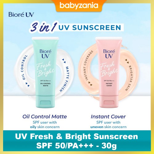 Biore UV Fresh & Bright Suncreen Dengan SPF 50/PA+++ - 30 gr