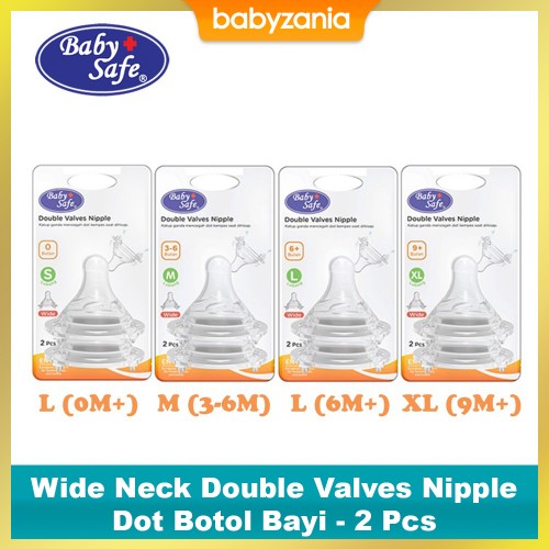 Baby Safe Wide Neck Double Velves Nipple - 2 Pcs