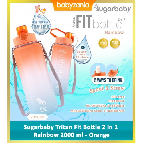 Sugar Baby Tritan Fit Bottle 2 in 1 Rainbow 2000 ml - Orange
