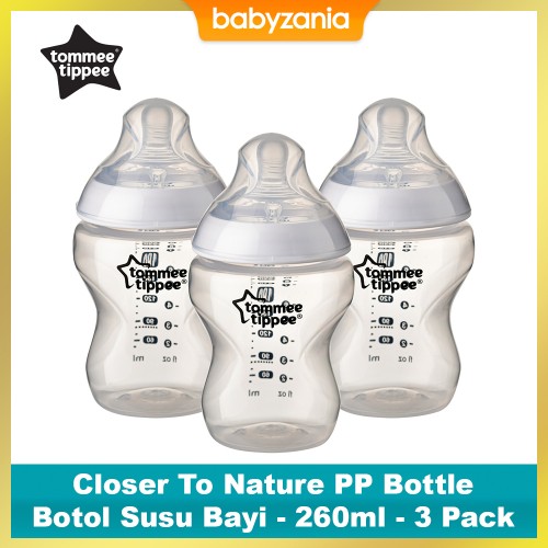 Tommee Tippee Close to Nature PP Bottle Susu Bayi Anti Colic 260 ml - 3 Pack