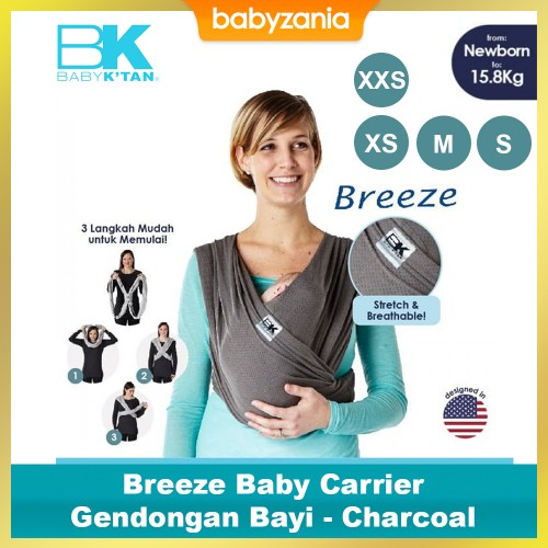 Baby K'tan Breeze Gendongan Bayi - Charcoal