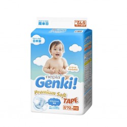 Nepia Genki Premium Baby Diapers Soft - Tape S 72