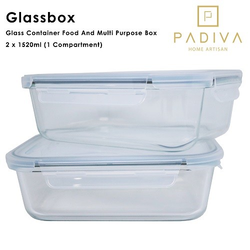 Padiva Glassbox 1 Compartment 2 Pcs - 1520 ml