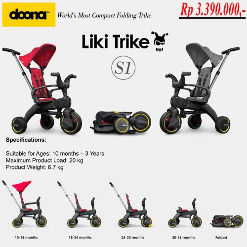 Doona Liki Trike S1 5-in-1 Folded Tricycle Sepeda Anak Roda Tiga - Tersedia Pilihan Warna