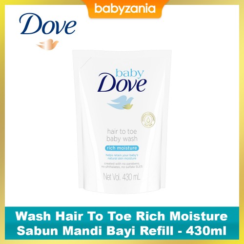 Baby Dove Wash Hair To Toe Rich Moisture Sabun Mandi Bayi Refill - 430 ml