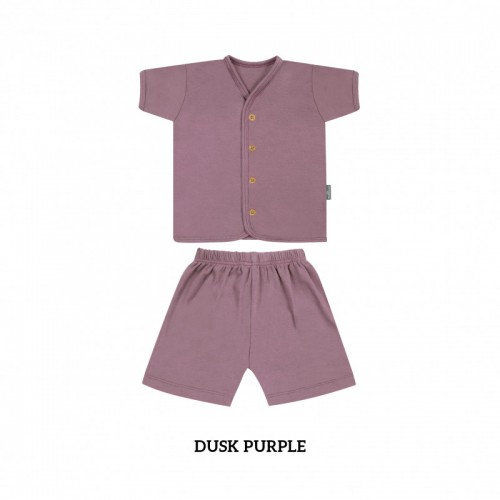 Little Palmerhaus Button Tee Short Sleeve Baju Celana Bayi - Dusk Purple