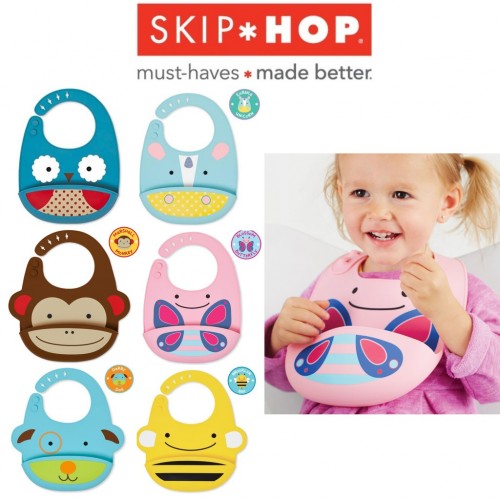 Skip Hop Silicone Bib / Slaber / Celemek Makan Anak - Tersedia Pilihan Motif