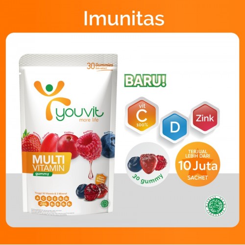 Youvit Gummy Multivitamin Dewasa 30 Days - Rasa Mix Berri
