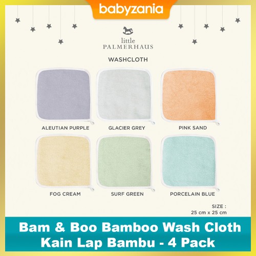 Little Palmerhaus Bam & Boo Bamboo Wash Cloth 4 Pack - Pilih Warna