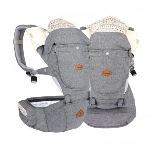 i-Angel 4 in 1 Miracle Hipseat + Baby Carrier - Melange Grey