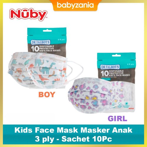 Nuby Kids Face Mask Masker Anak 3 ply - Sachet 10 Pcs