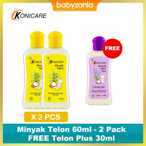 Konicare Minyak Telon - 60 ml - PROMO 2 Pack FREE Minyak Telon Plus 30 ml