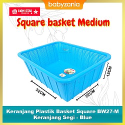 Lion Star Keranjang Plastik Basket Square BW27-M Keranjang Segi - Blue