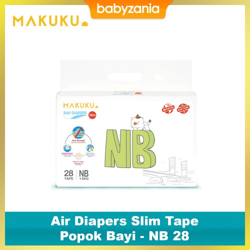 Makuku Air Diapers Slim Tape - Popok Perekat Bayi NB 28