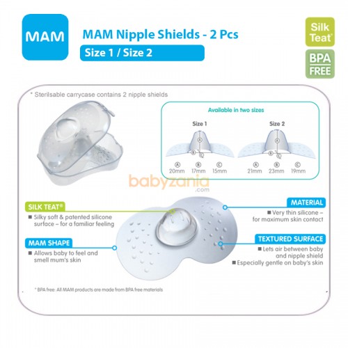 MAM Nipple Shields Pelindung Puting Menyusui 2 Pcs - Size 1 atau 2