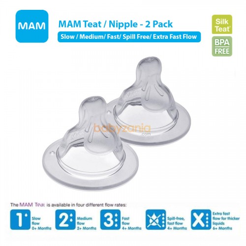 MAM Teat Silicone Nipple Dot Bayi 2 Pack - Teat 1 / 2 / 3 / 4 / X / Spill Free