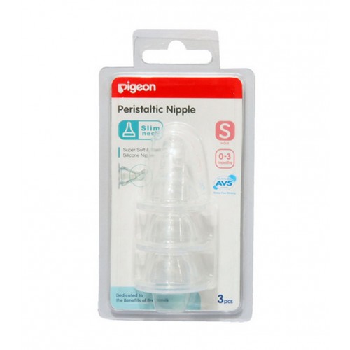 Pigeon Peristaltic Slim Neck Nipple S with Blister - 3 Pcs