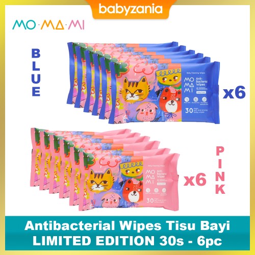 Momami x Liunic Antibacterial Wipes LIMITED EDITION 30 Sheet - 6 Pack