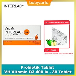 Interlac Probiotik Tablet + Vit Vitamin D3 400 iu...