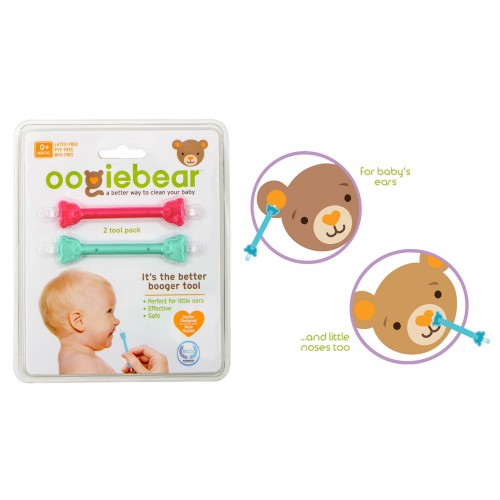 Oogiebear Ear & Nose Cleaner 2 Pack - Raspberry & Sea Foam
