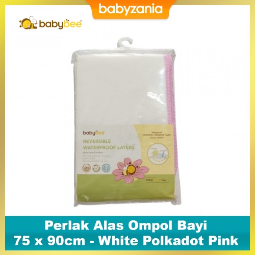 Babybee Reversible Waterproof Layers Perlak Alas Ompol Bayi 75 x 90cm - White Polkadot Pink