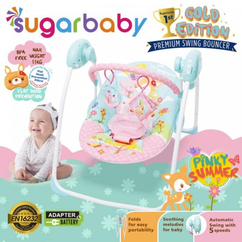 Sugar Baby Gold Edition Premium Swing Bouncer - Pinky Summer