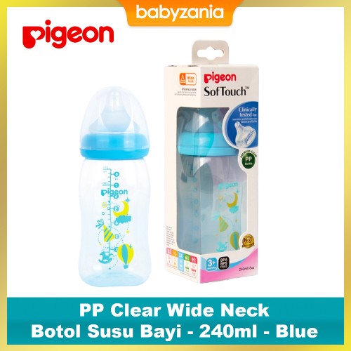 Pigeon Baby Bottle PP Clear Wide Neck 240 ml - Blue