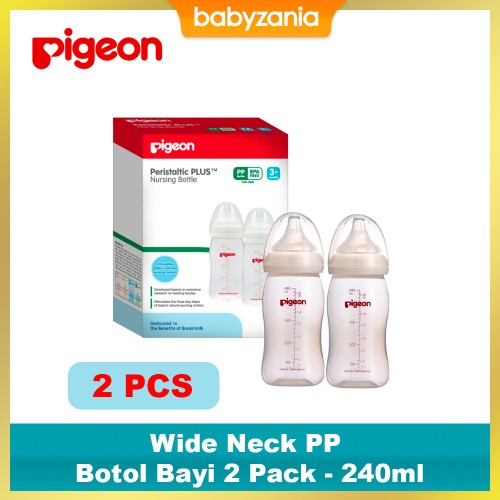 Pigeon 2 Pack Wide Neck PP 240 ml with Peristaltic Nipple
