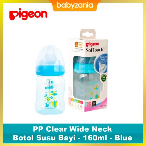 Pigeon Baby Bottle PP Clear Wide Neck 160ml - Blue